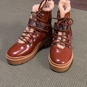 Valentino Garavani Chestnut Fur-Lined Winter Boots